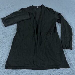 J Jill Sweater Womens XS Green Open Front Cardigan 100% Merino Wool Long Duster